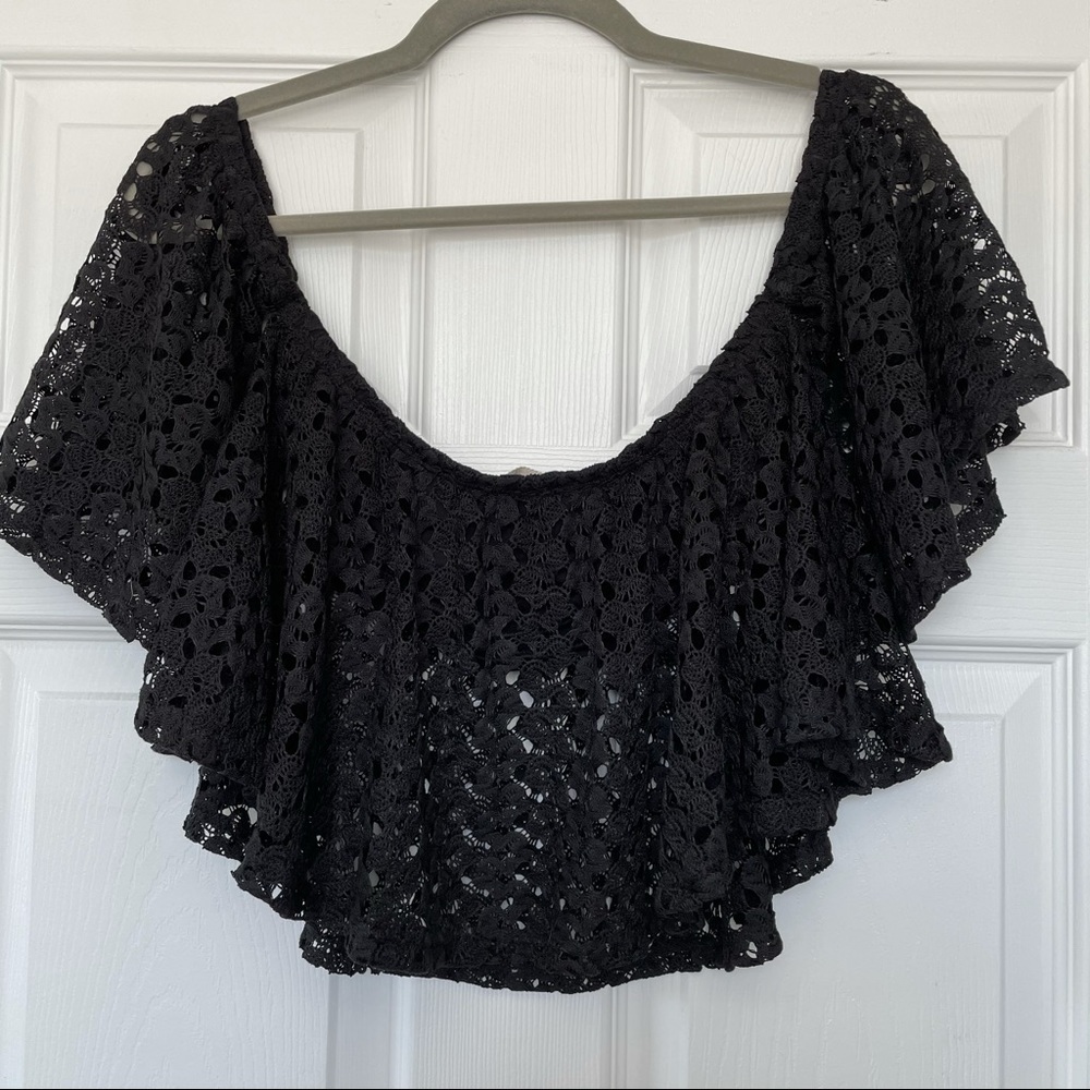 *NWOT* Black crochet boutique bralette top